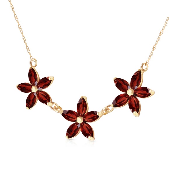 Galaxy Gold Products Jewelry - 14K. SOLID GOLD NECKLACE WITH NATURAL GARNETS